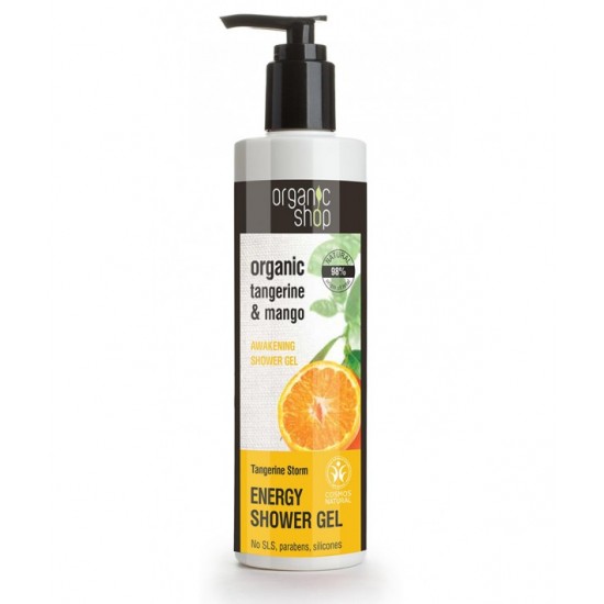 Organic shop Tangerine strom tangarin i mango, energetski gel za tuširanje, 280ml.